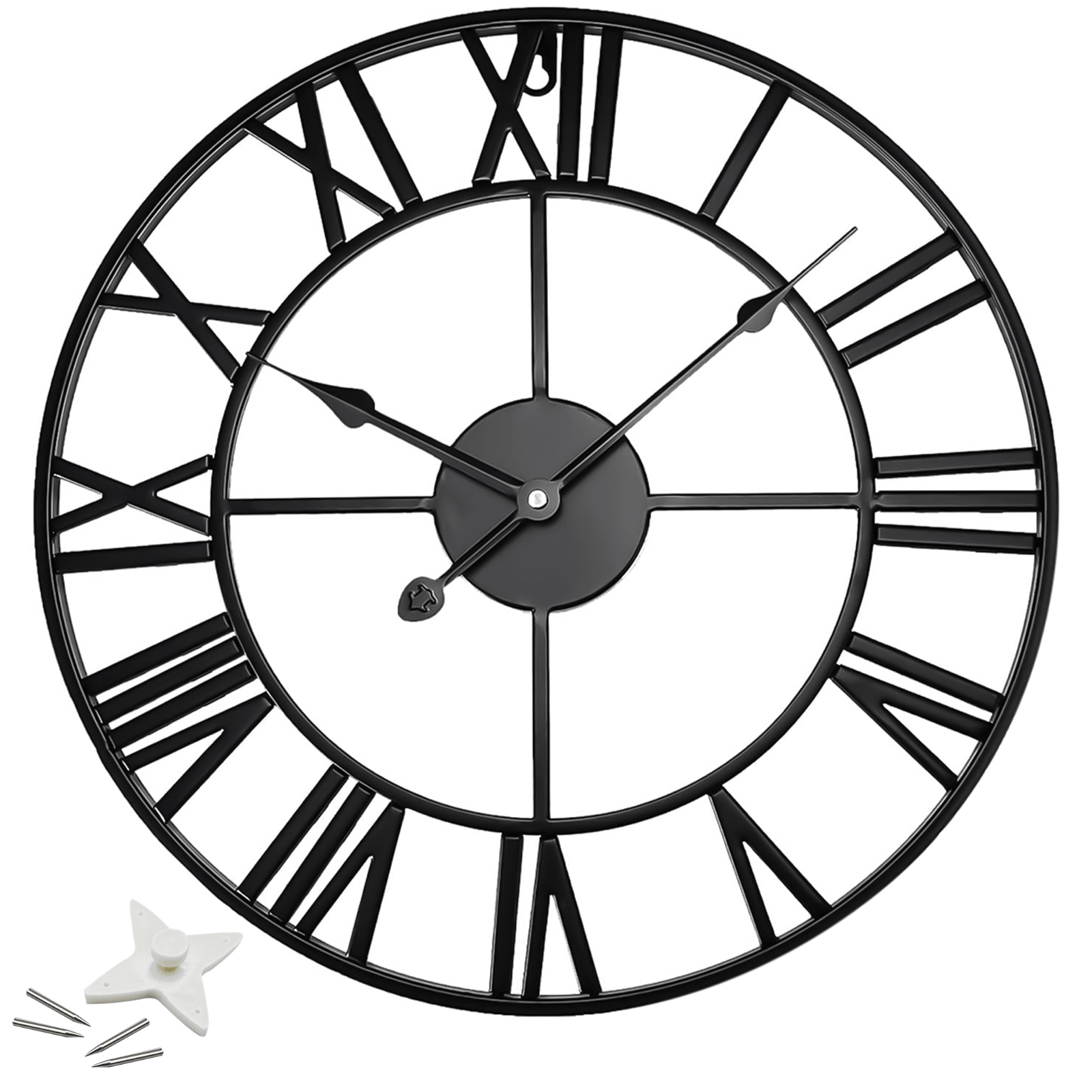 TEMU Metal Wall Clock For Garden, Large Wall Clocks For Living Room, Silent Non-ticking Roman Wall Clock For Indoor & Outdoor, Vintage Look Clock For