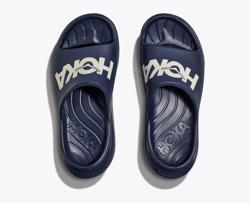 HOKA Ora Athletic Slide Shoes in Varsity Navy/White