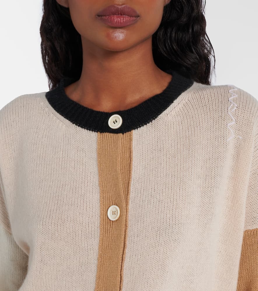 Colorblocked cashmere cardigan