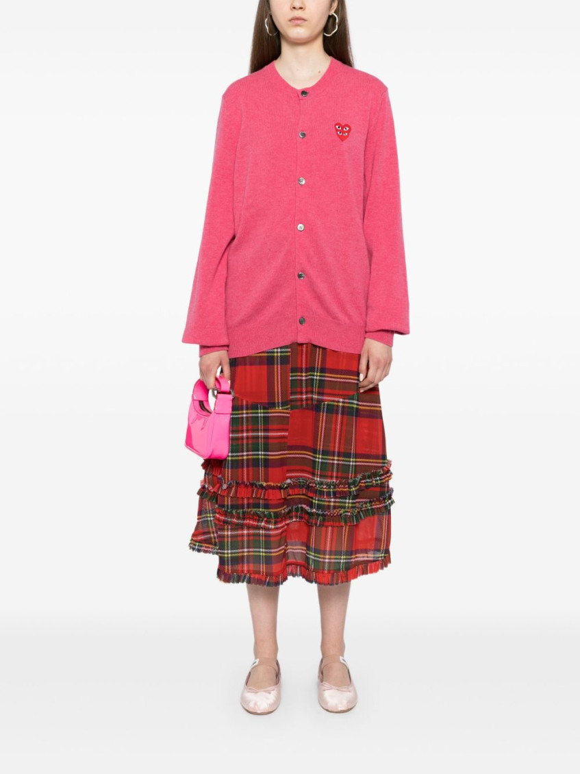 Pink Round Neck Logo Cardigan