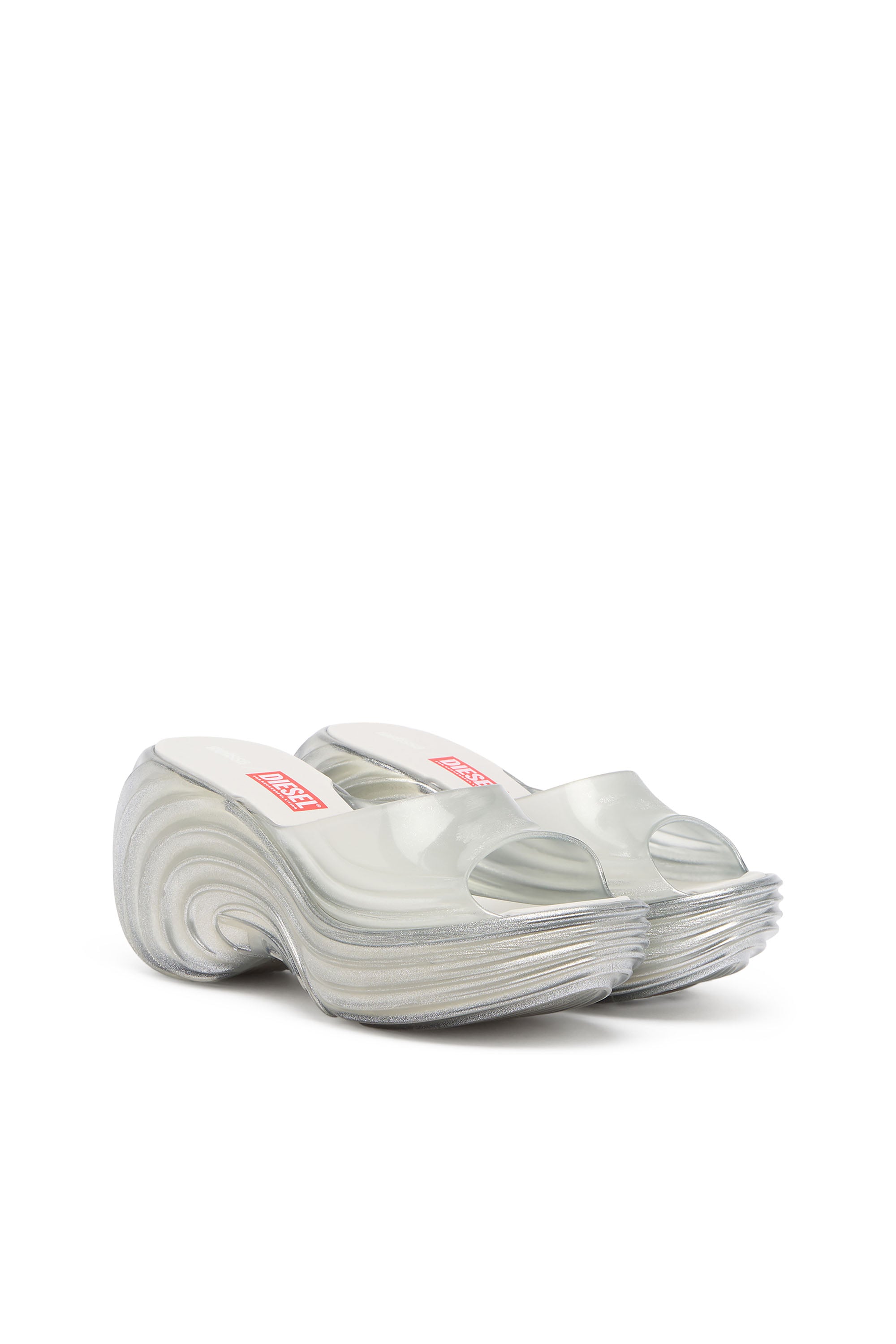 Platform mule in Melflex - Sandals - Woman - Silver