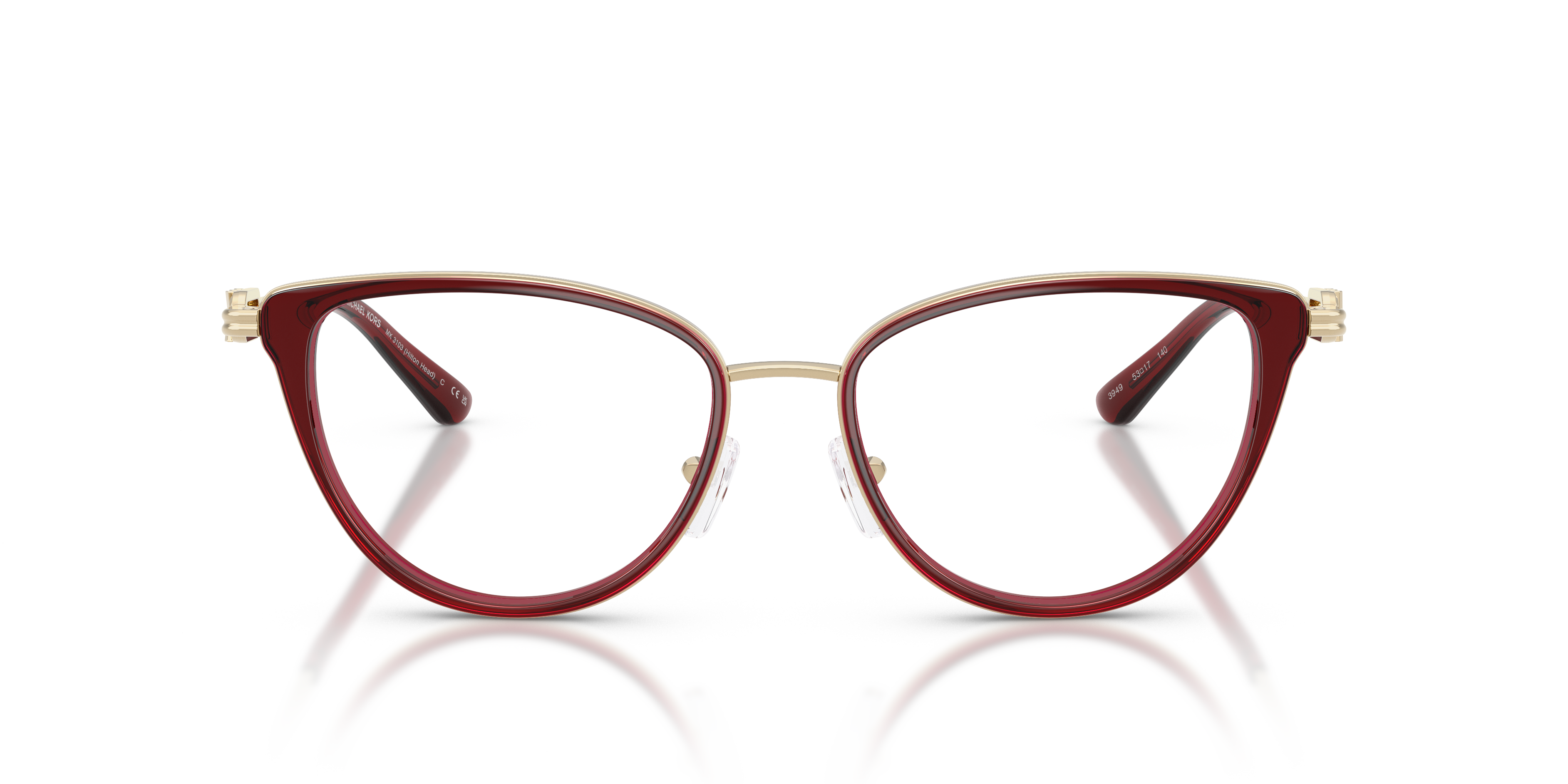 Michael Kors Mujer Michael Kors MK3103 HILTON HEAD 3949 Monturas ópticas Metal Marrón Transparente Cat Eye Norma