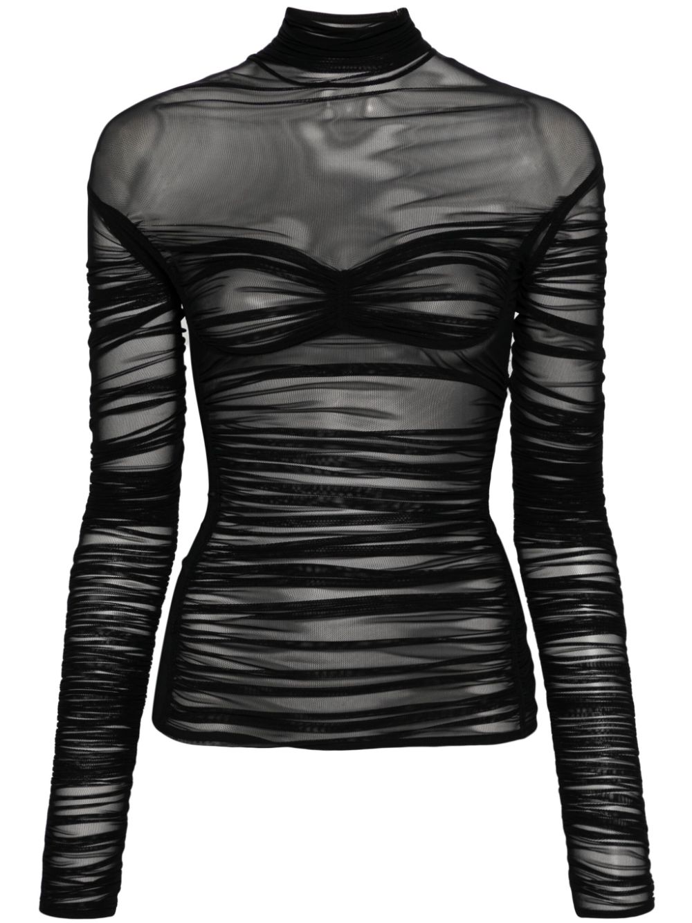 Mesh ruched top - Blue