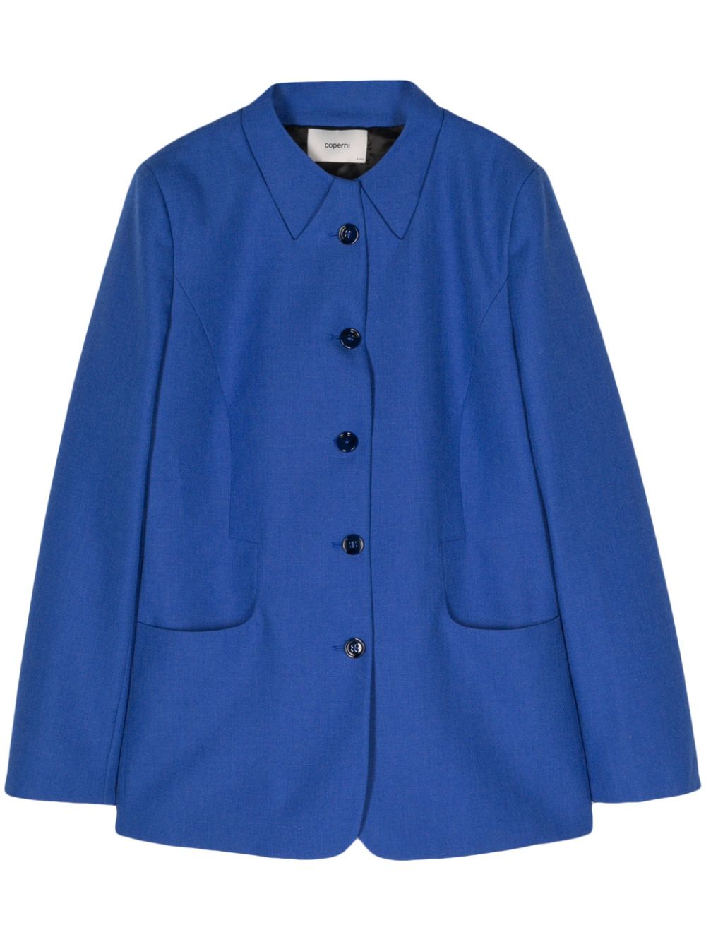 Wool single-breasted blazer - Blue