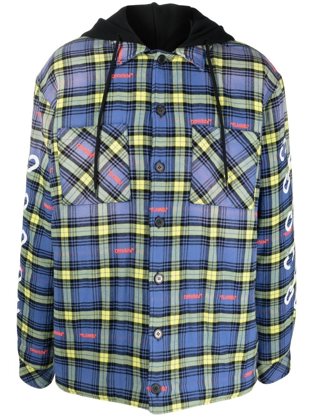 Plaid-check shirt jacket - Blue