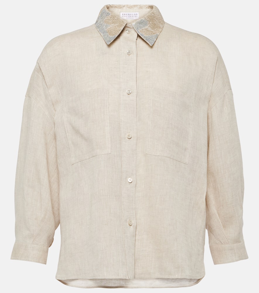 Embellished linen shirt
