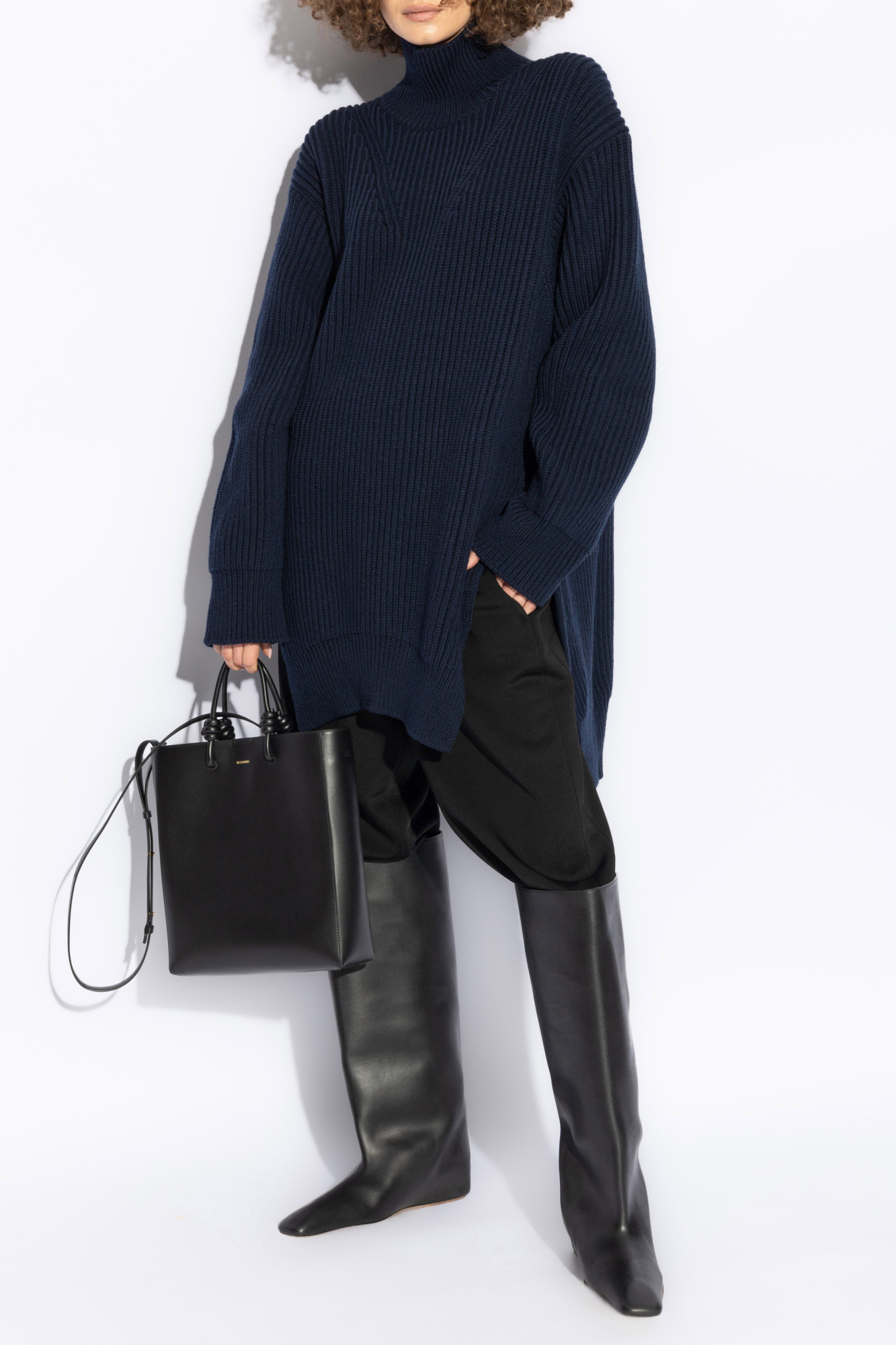 Woolen Turtleneck, Women's, Navy Blue