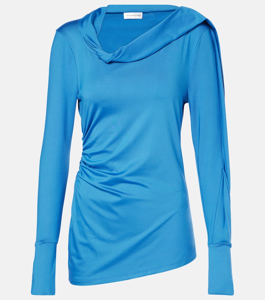 Ruched asymmetric jersey top