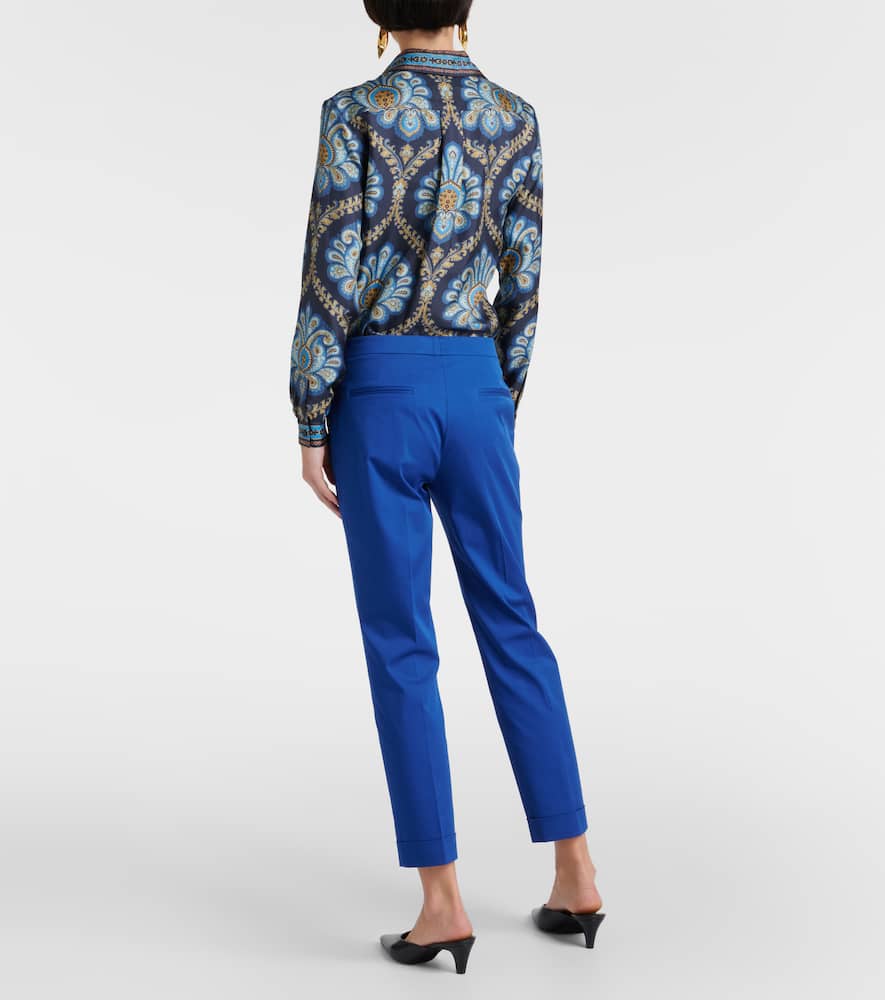 High-rise cotton-blend straight pants