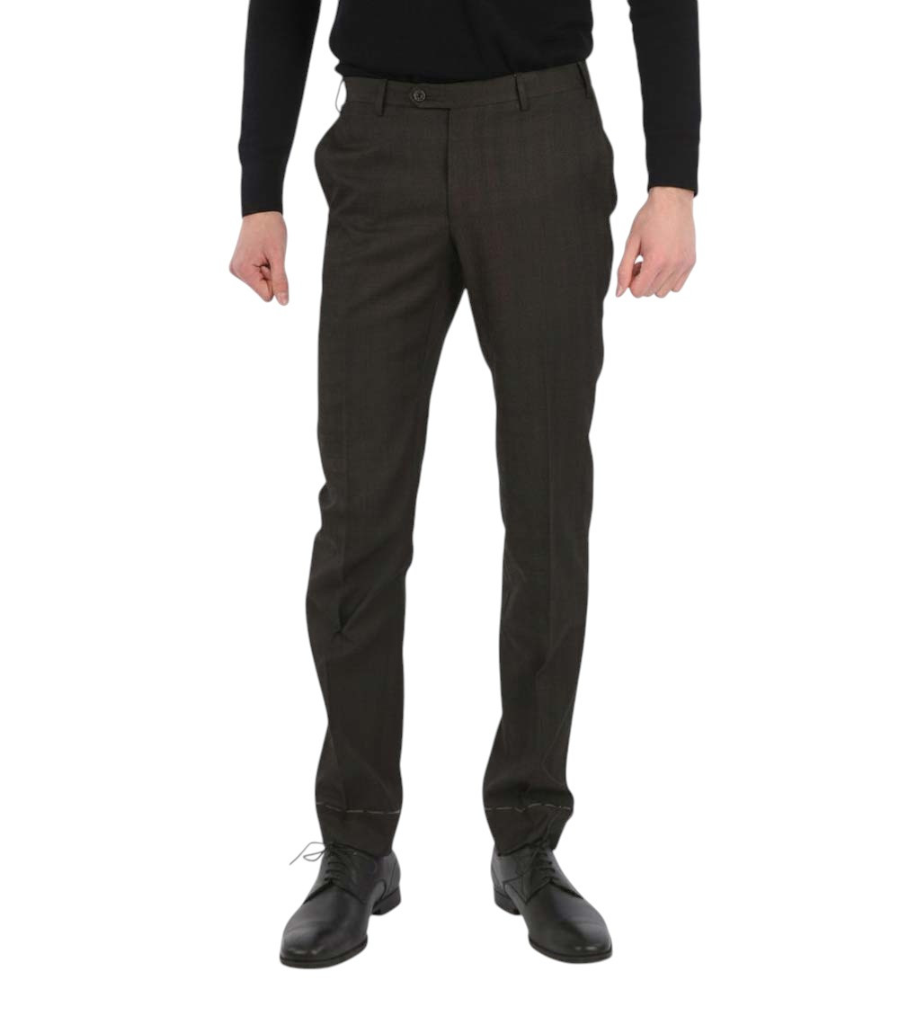 Brown Flat Front Trousers