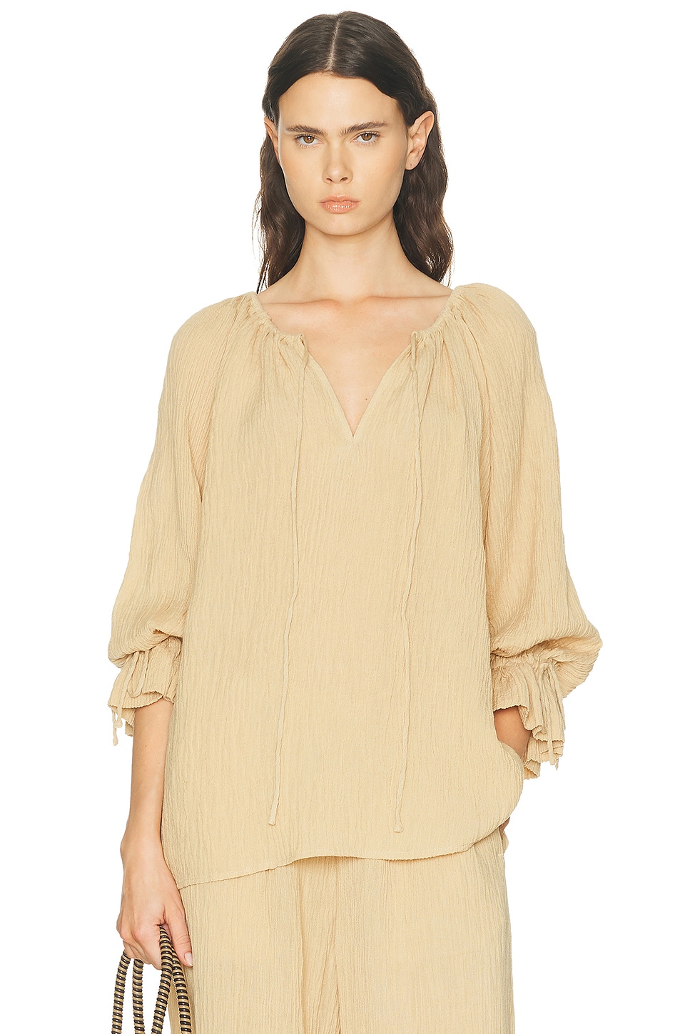 By Malene Birger Rose Weave Top in Dark Sand - Beige. 34 also , 38
