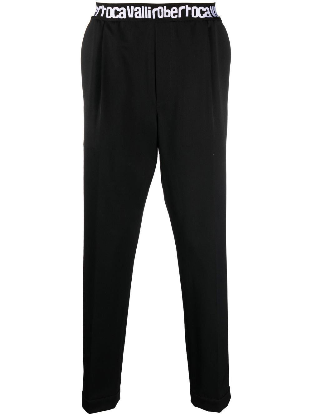 Logo-waist tapered trousers - Black