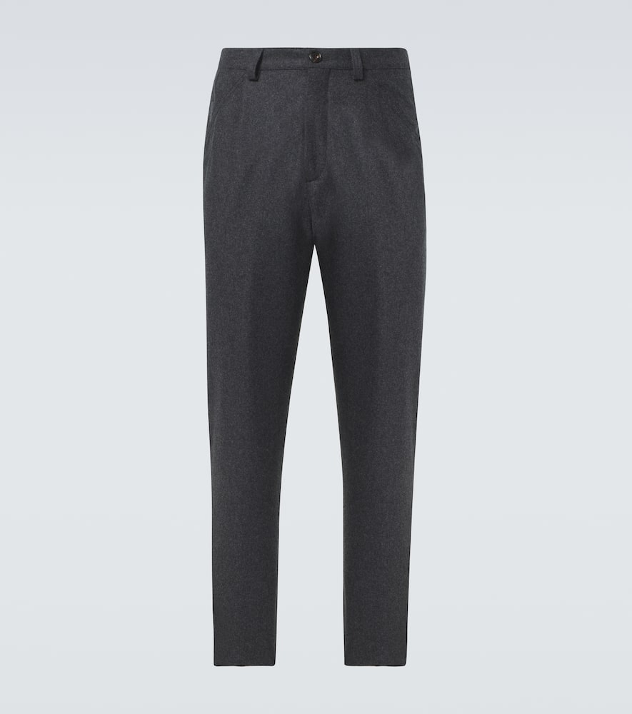 Pleated virgin wool straight pants