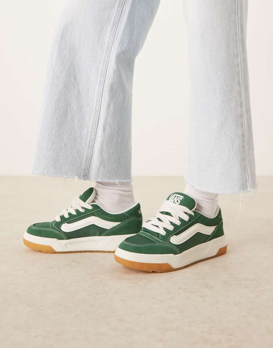 Hylane nylon trainers in dark green and off white