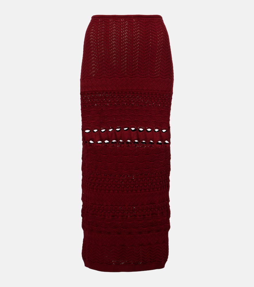 Cut-out knitted midi skirt