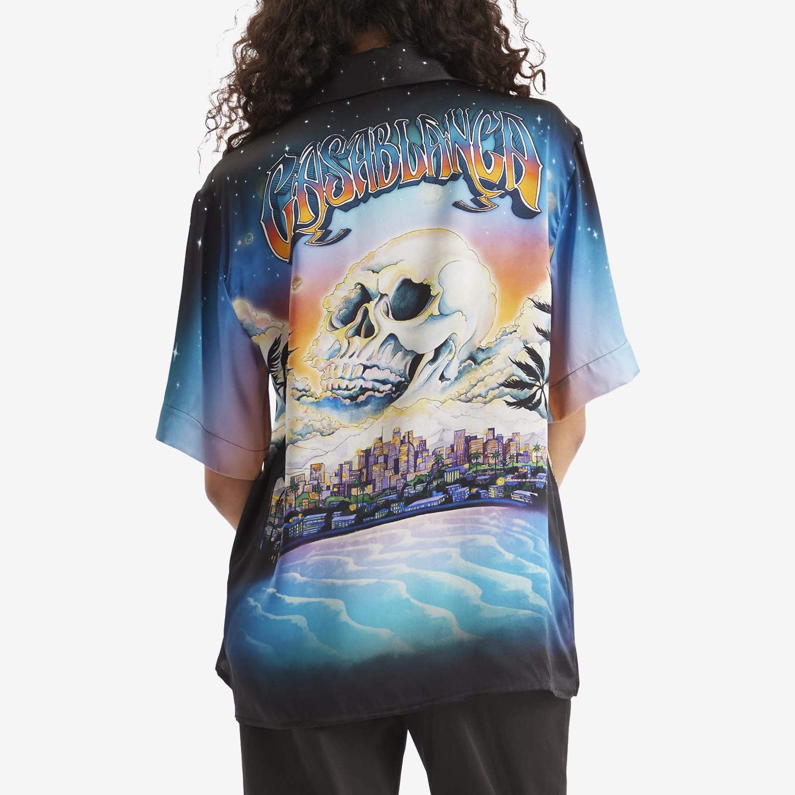 Casablanca Women's Silk Short Sleeve Shirt in Le Premonition