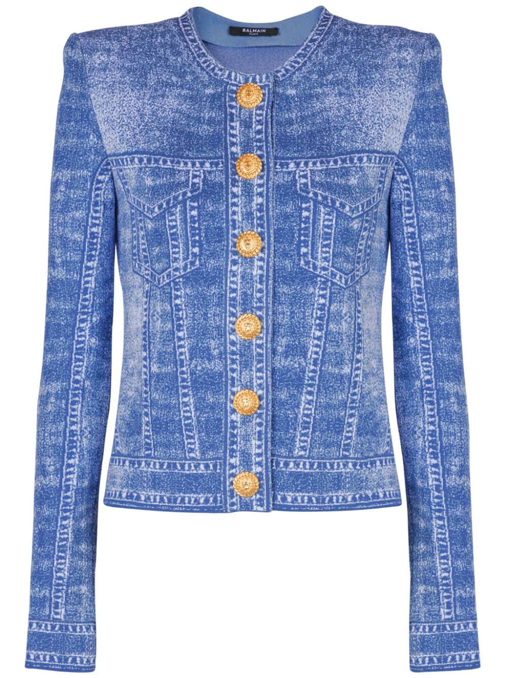 Denim-effect cardigan - Blue
