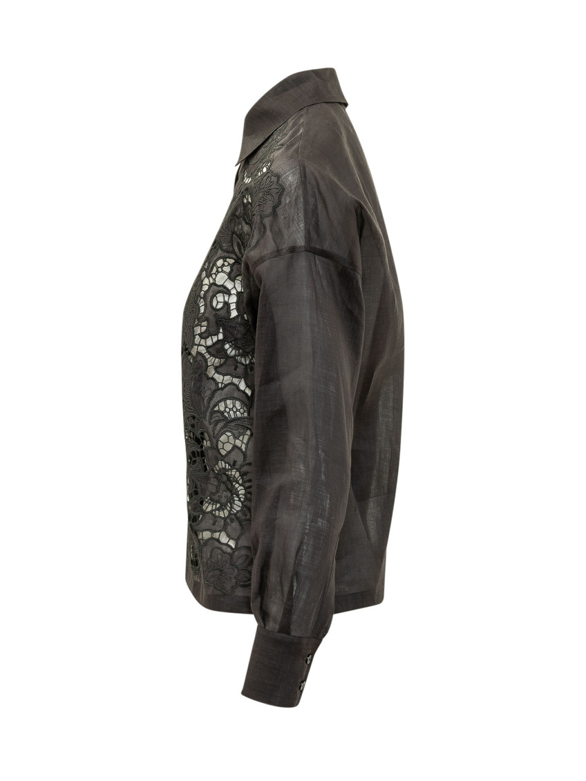 Black Regular Embroidered Shirt