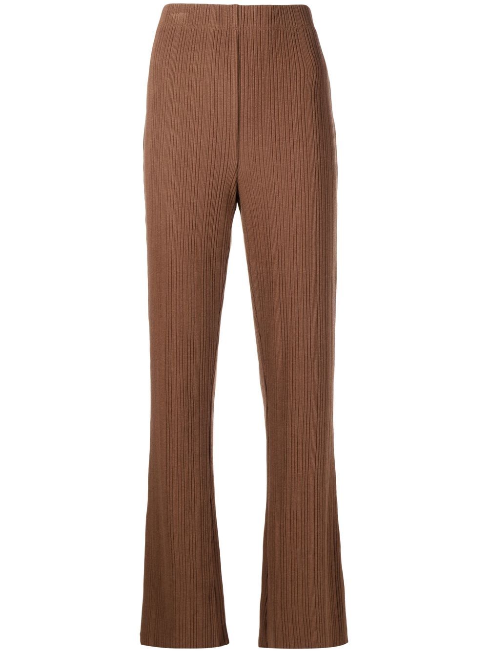 Elasticated ribbed trousers - Brown