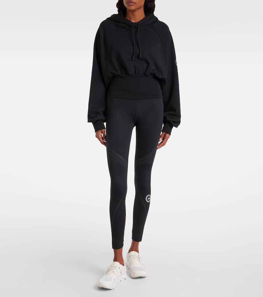 Cropped cotton jersey hoodie