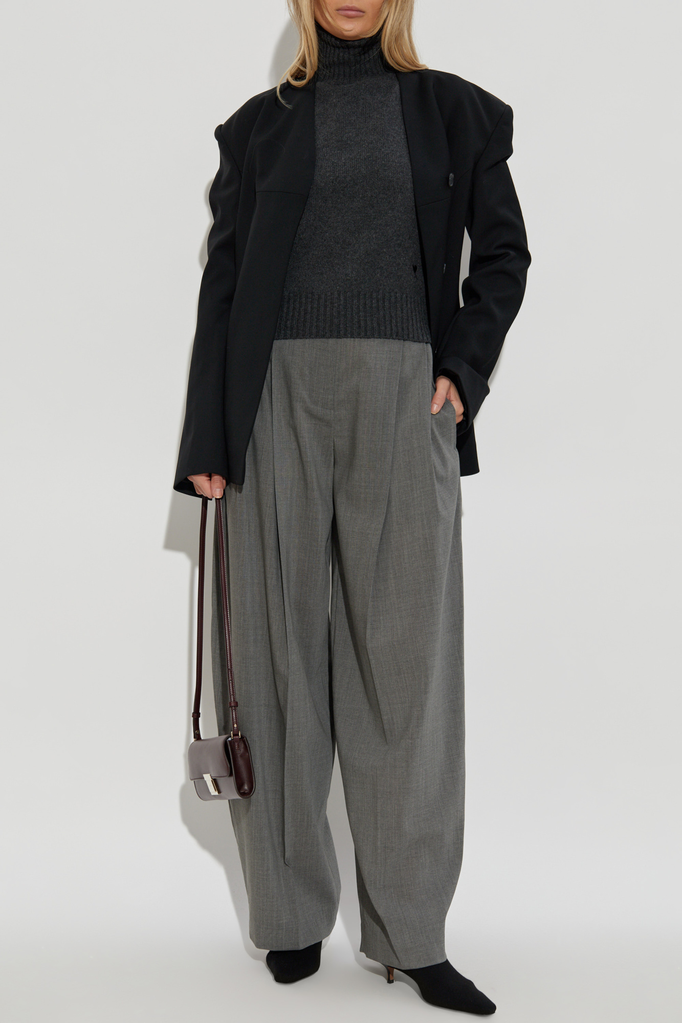 Cashmere Turtleneck With Logo, Women's, Grey