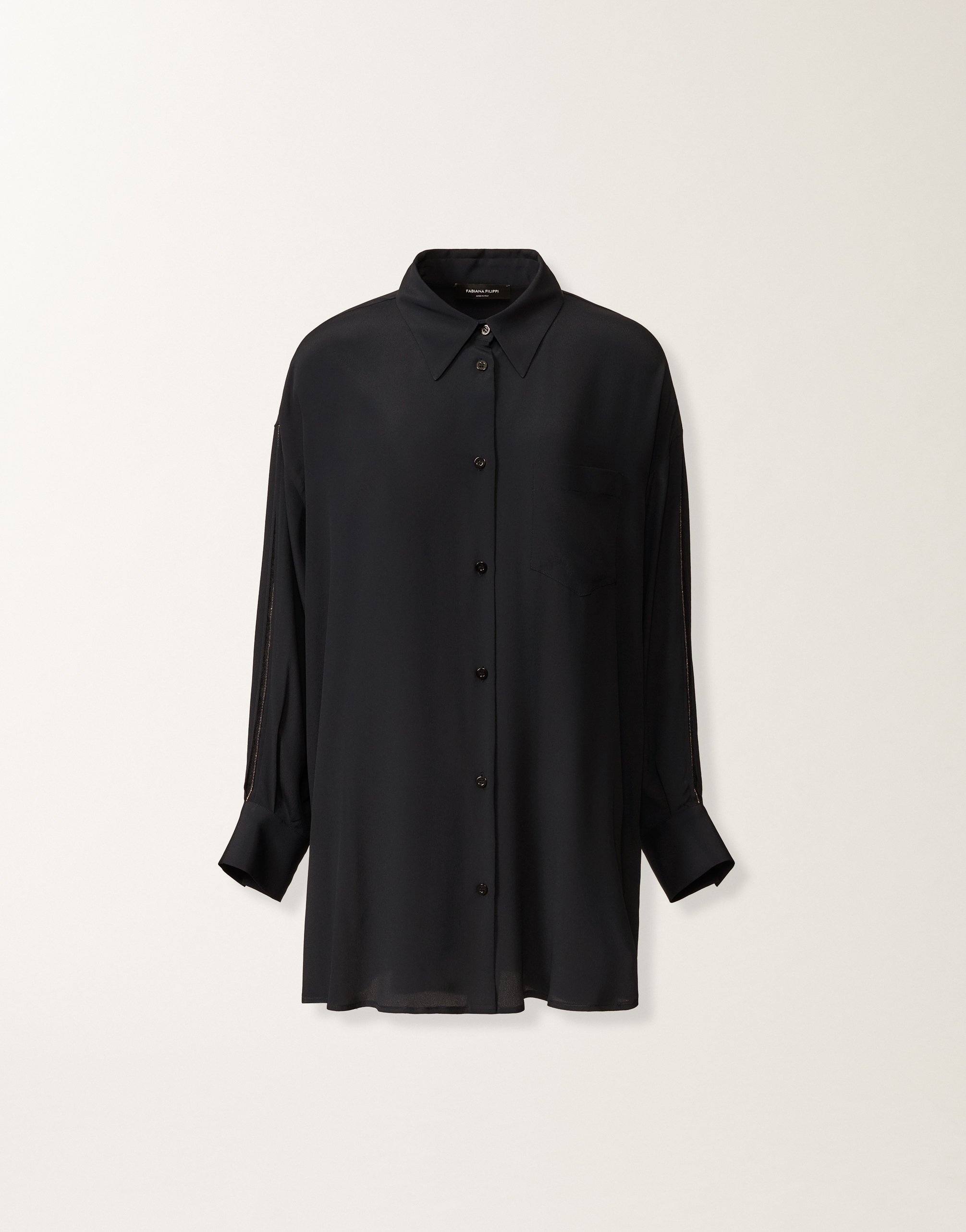 Crepe de chine shirt, midnight blue