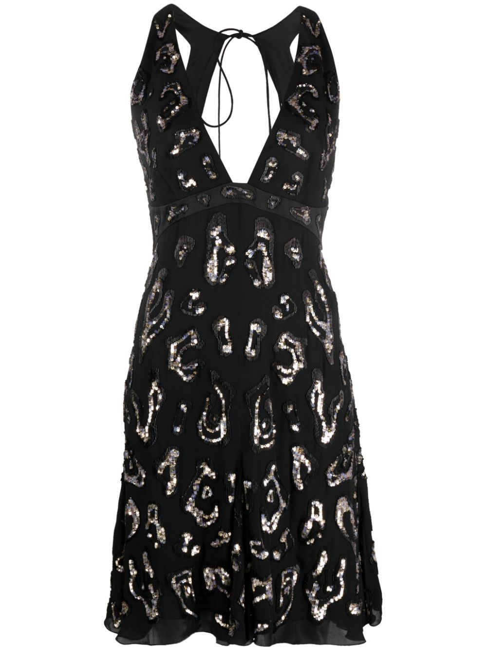 Sequin-embellished open-back dress - Black