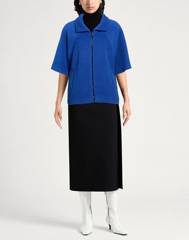 Icons Woman Coat Blue Size 14 Alpaca wool, Virgin Wool, Polyamide