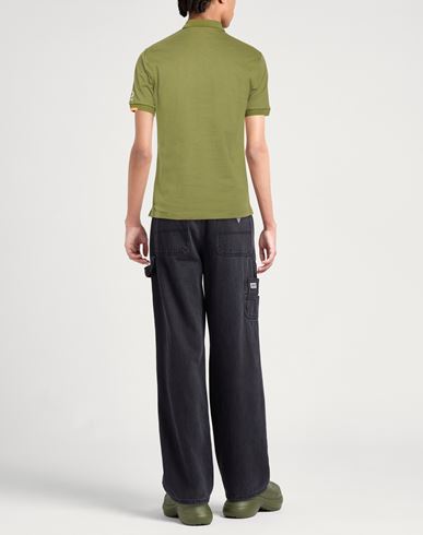 Man Polo shirt Military green Size L Cotton, Elastane