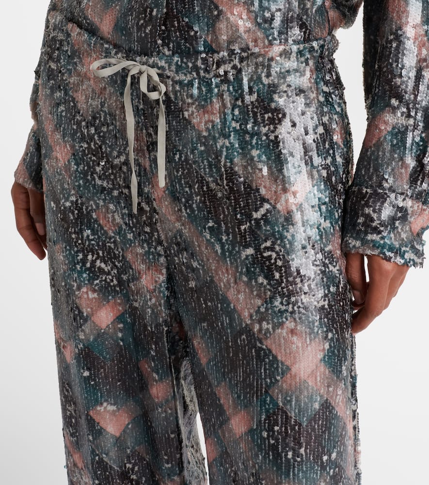 Checked sequined palazzo pants