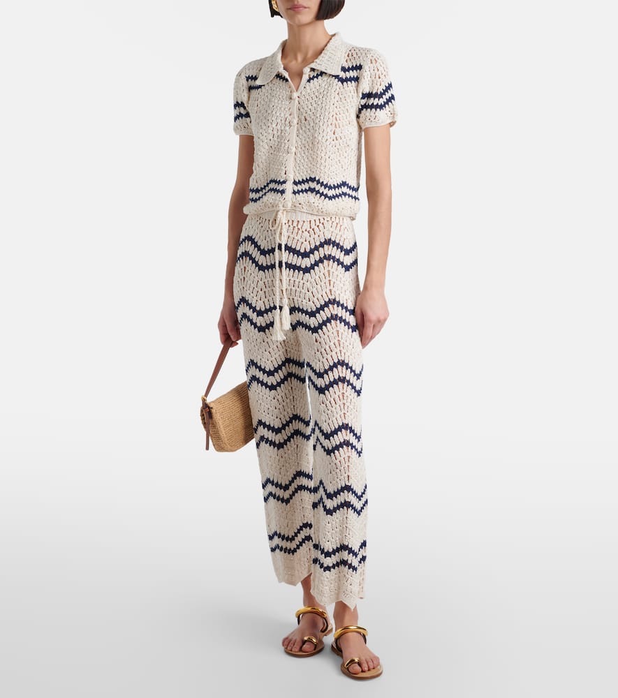 Nautical chevron crochet cotton shirt