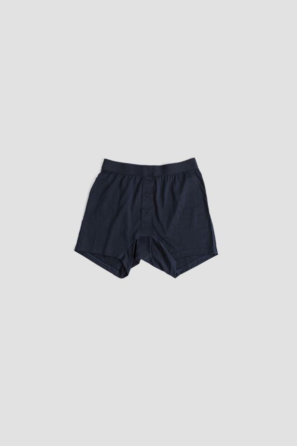 Hand-Finished Jersey Boxer Briefs — Navy