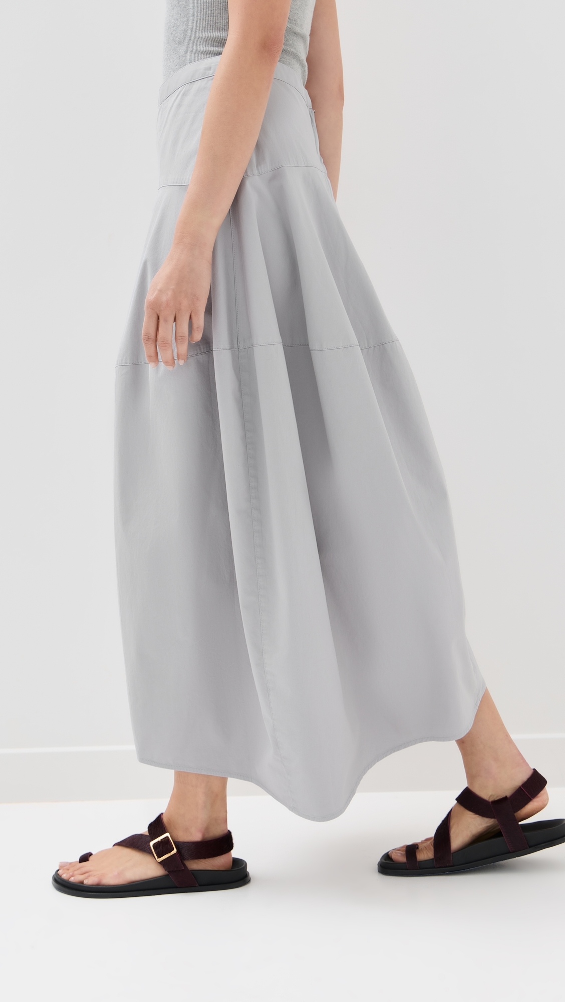 Tibi Garment Dyed Asymmetrical Balloon Skirt Grey