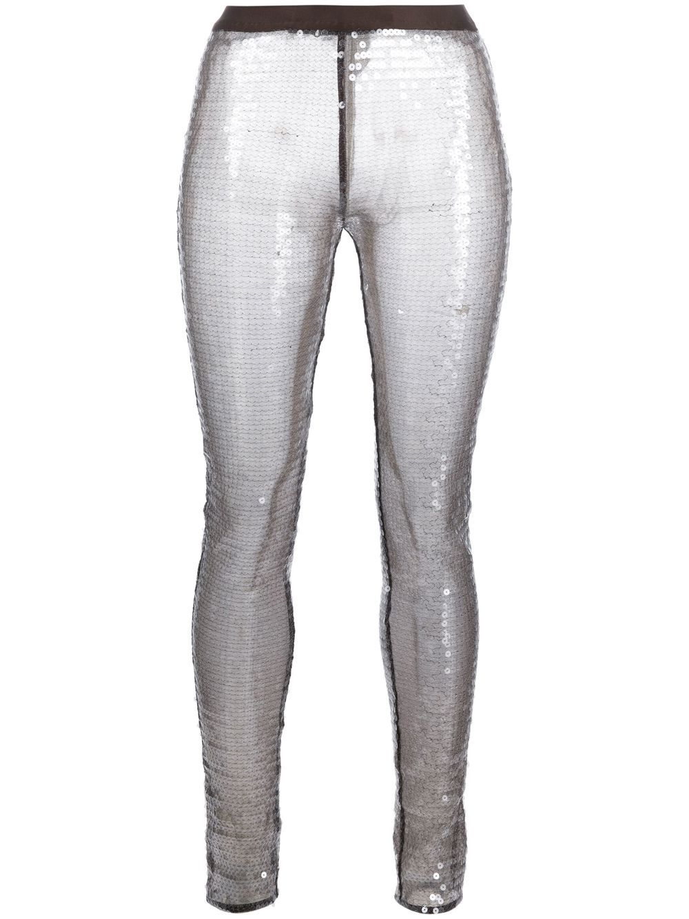 High-waist sequined leggings - Brown