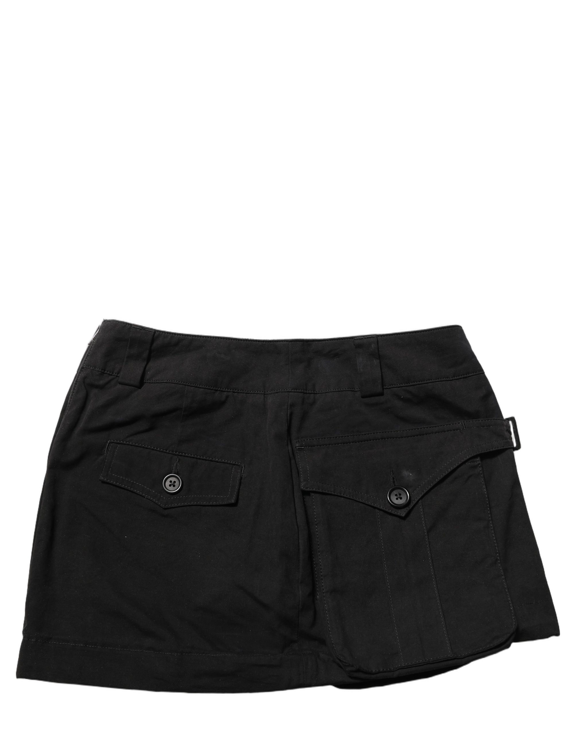 Cotton A-Line Mini Skirt — Black