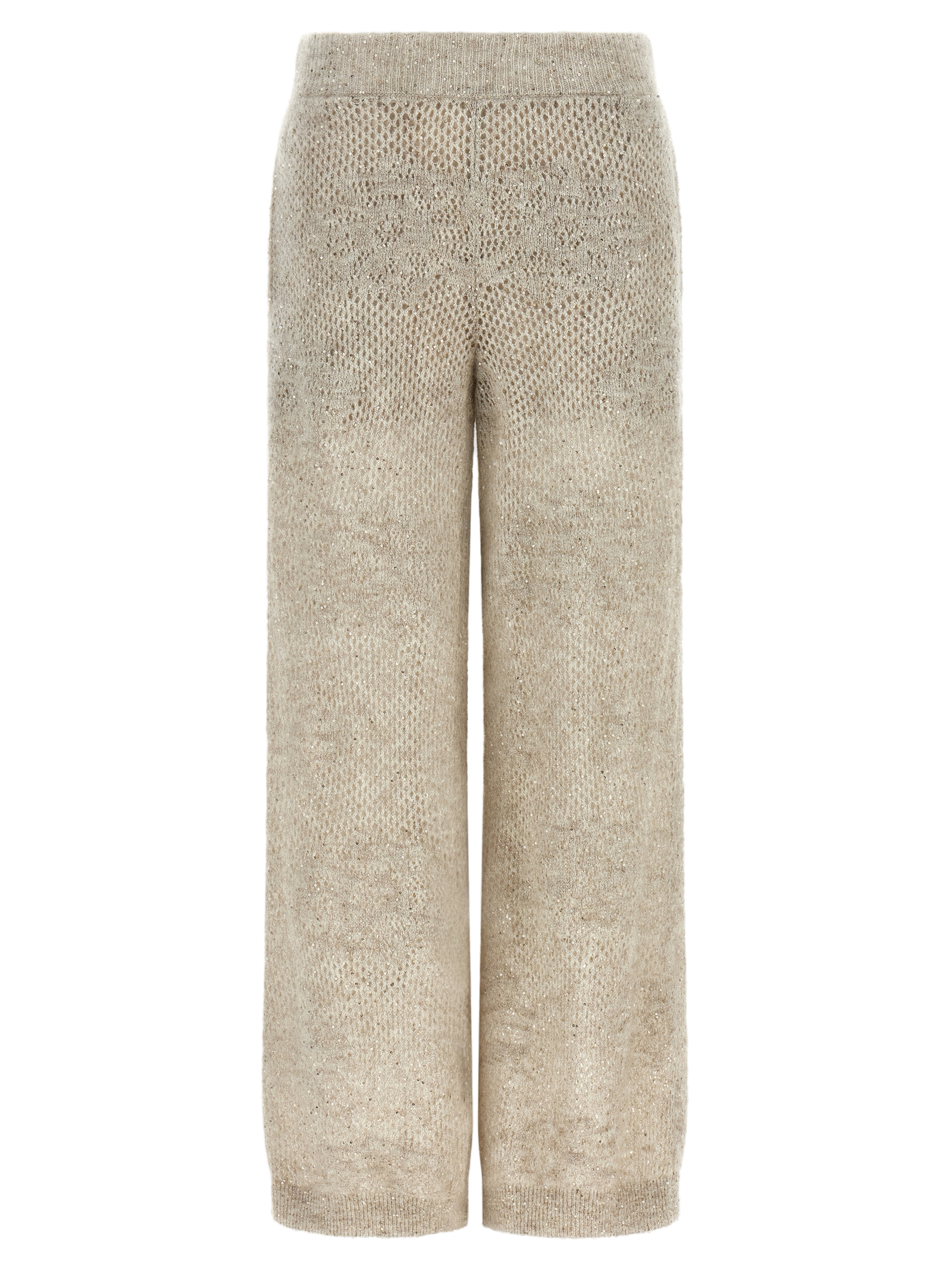 Dazzling Abstract Leaf Trousers — Beige