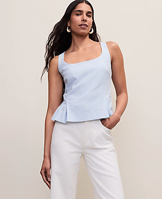 Ann Taylor Linen Blend Peplum Tank Top