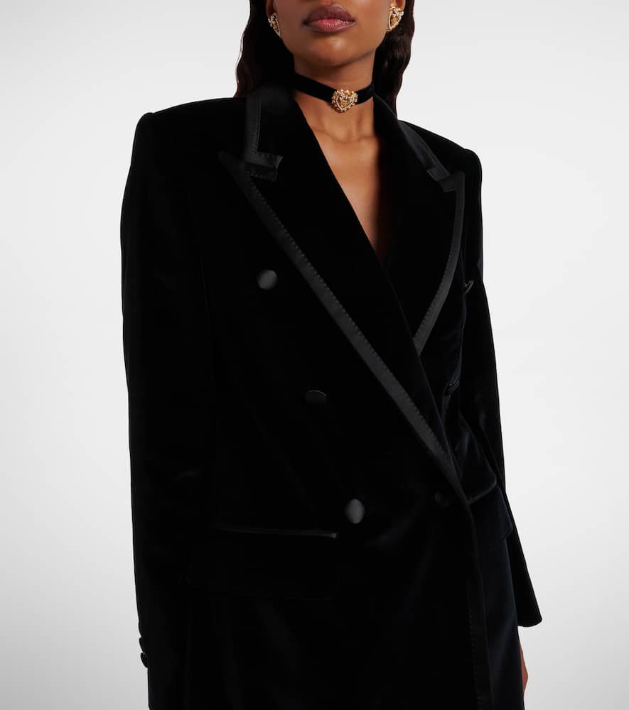 Cotton-blend velvet tuxedo jacket
