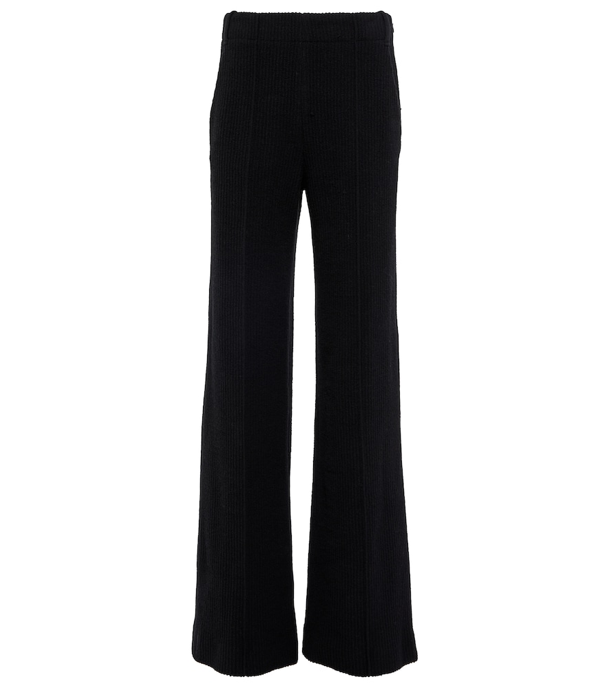 High-rise flared virgin wool pants