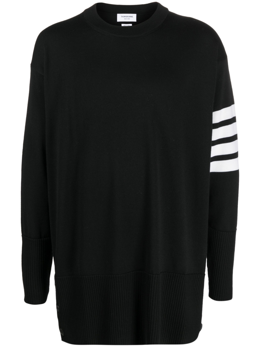 Fine-knit 4-Bar wool jumper - Black