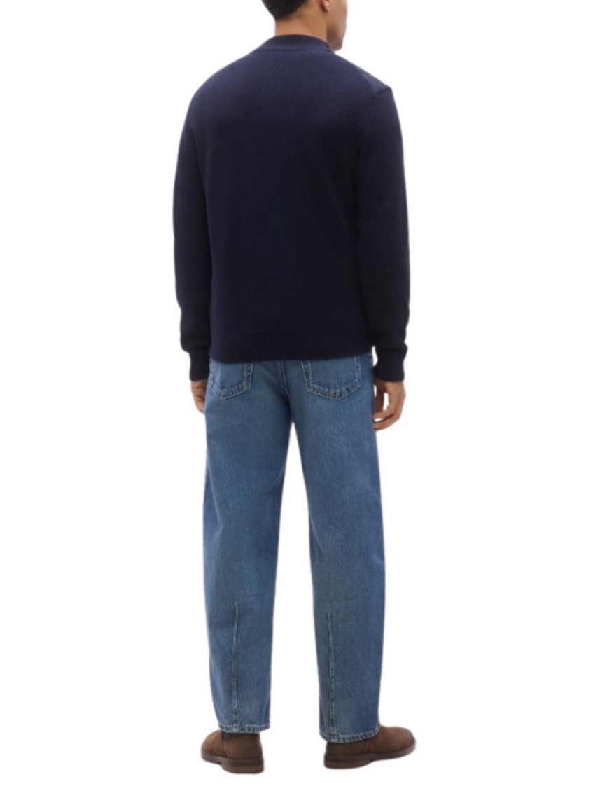 Blue full-zip bomber jacket