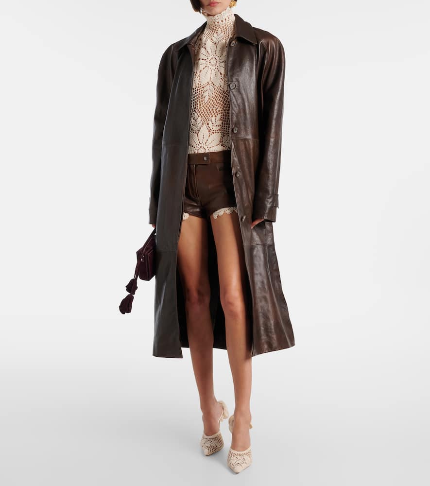 Leather trench coat