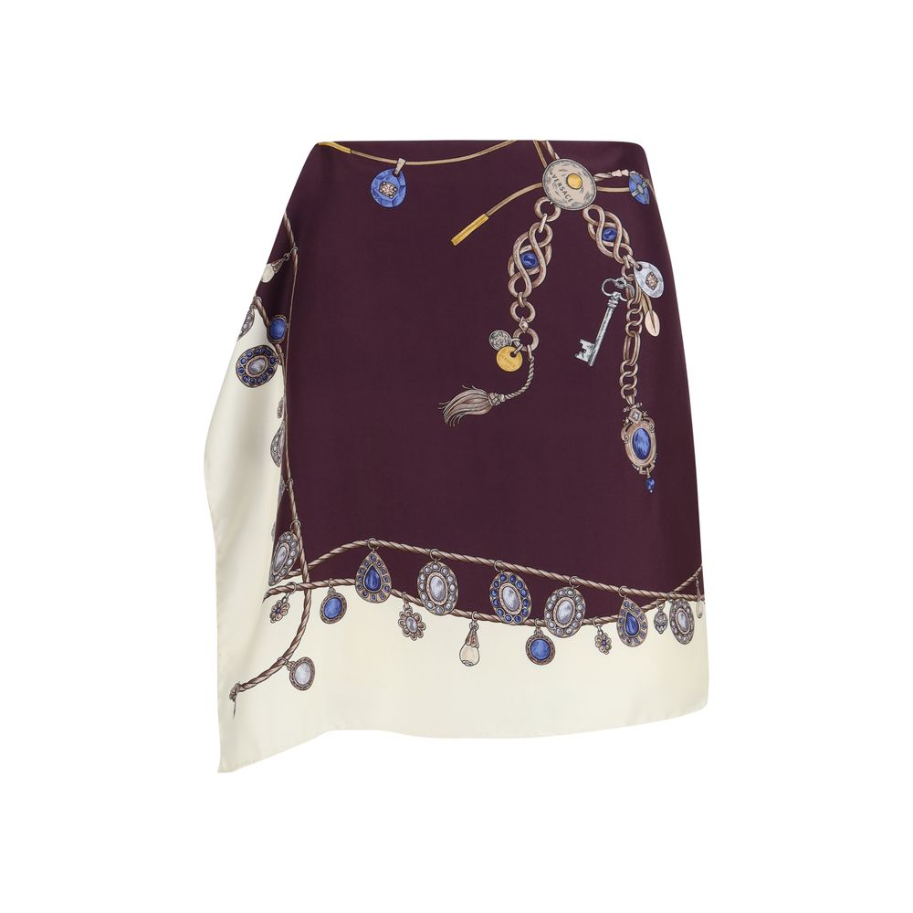 Stolen Jewels Print Silk Skirt — Bordeaux
