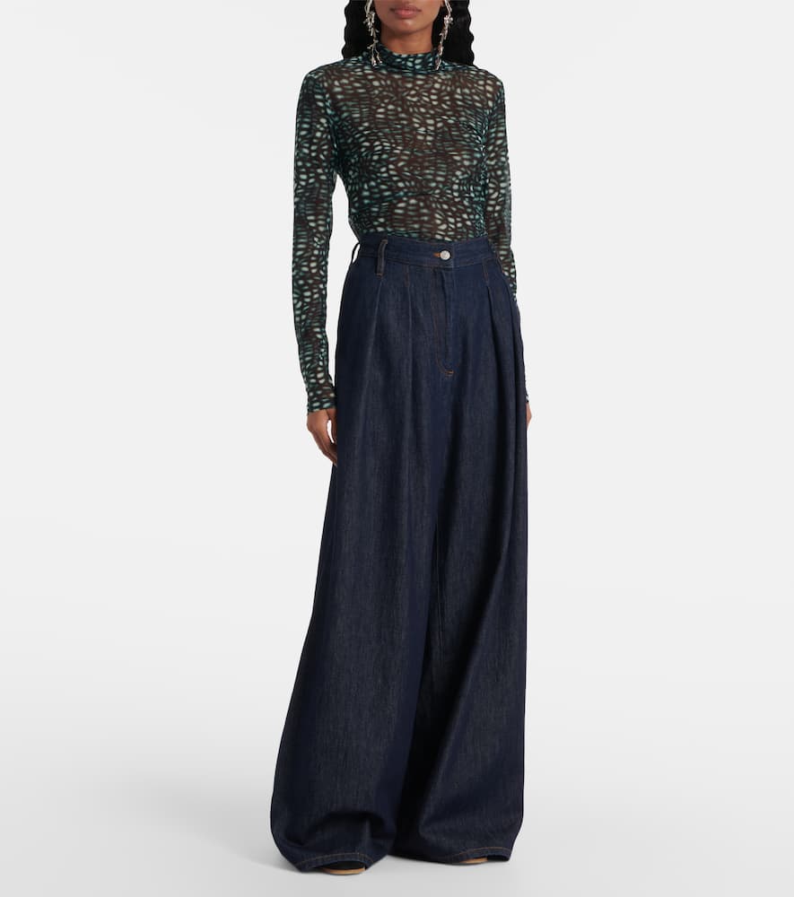 Pleated high-rise wide-leg pants