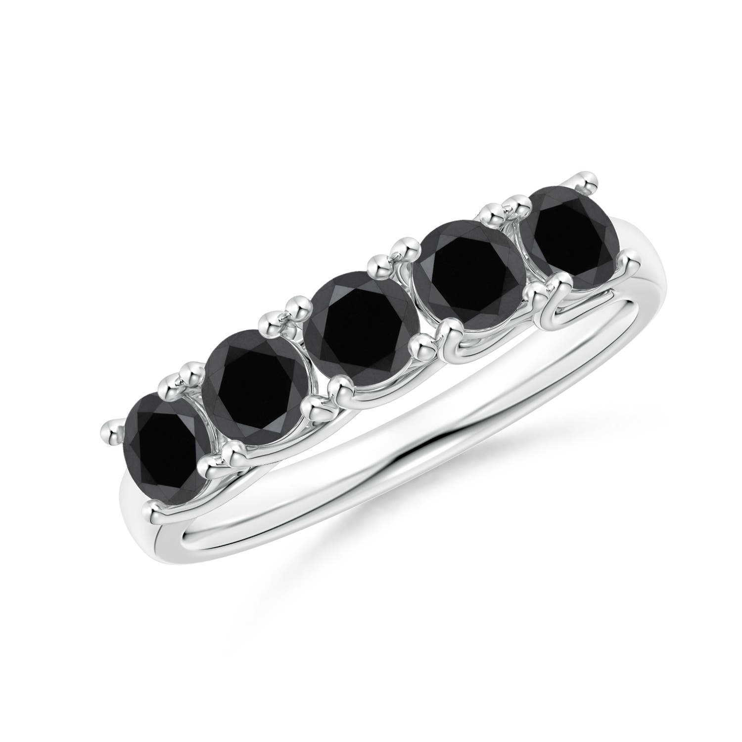 Angara 1.65 Carats Half Eternity Five Stone Enhanced Black Diamond Wedding Ring in Platinum