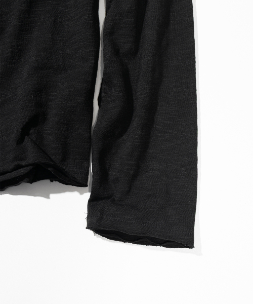 Slab Cut Divide Henley Neck Long Sleeve MSSLS001-BK