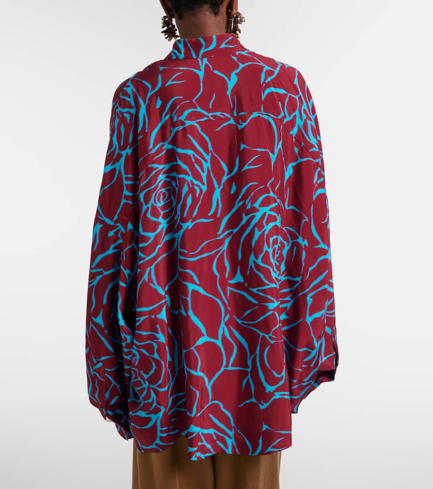 Printed oversized satin shirt