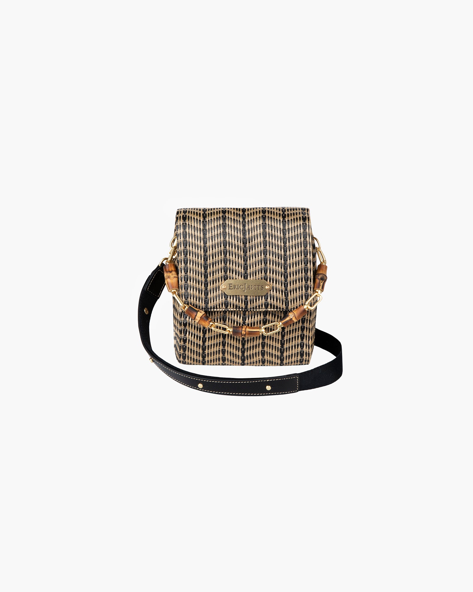Portofino Raffia Straw Flap Pouch with Leather Trim for Women