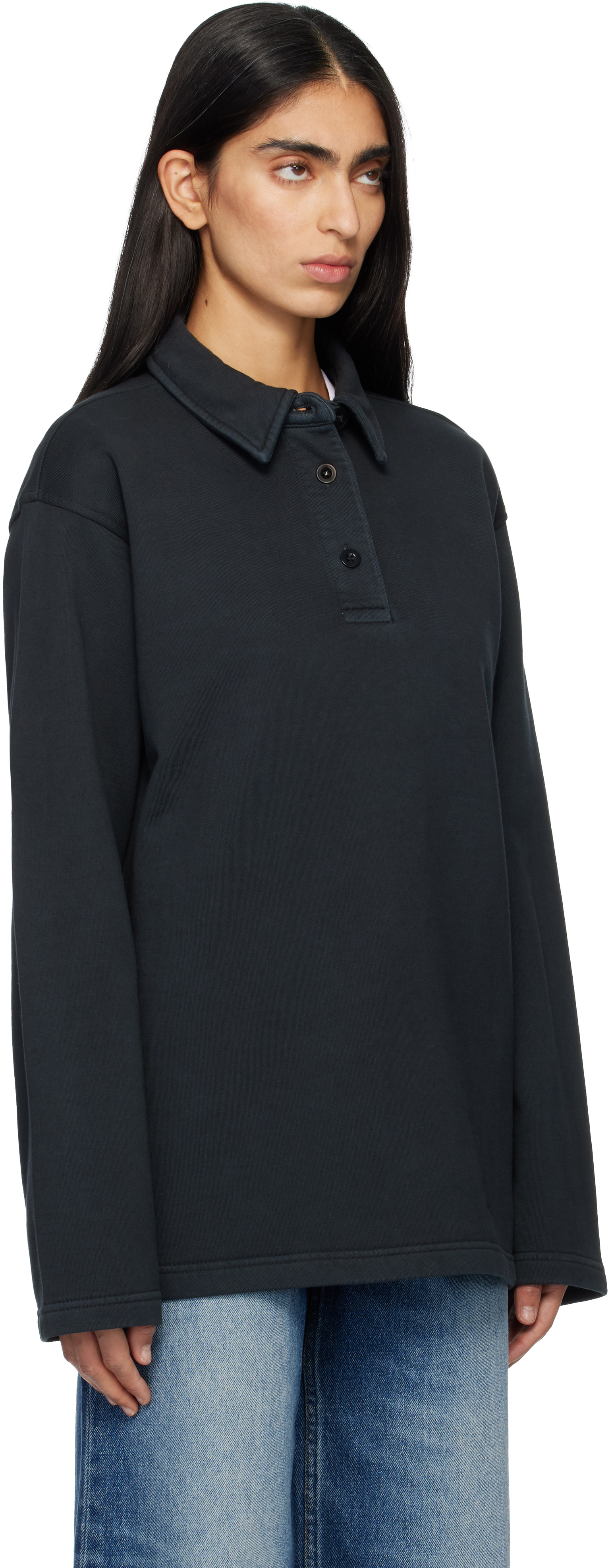 Black Long-Sleeve Polo