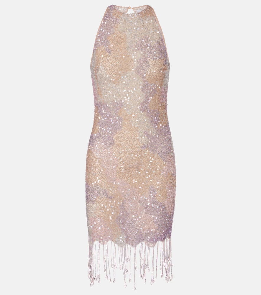 Fringed sequined minidress